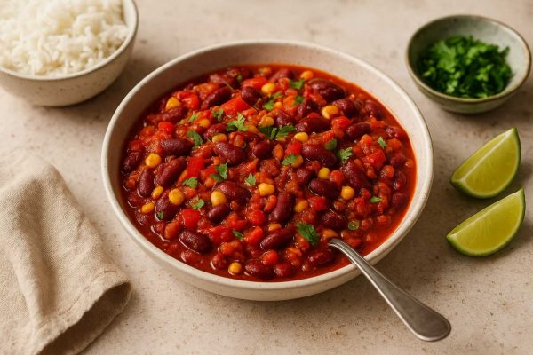 Une fourchette dans le chili sin carne