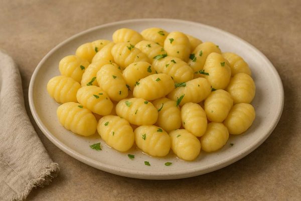 Gnocchis dans une assiette parsemés de persil