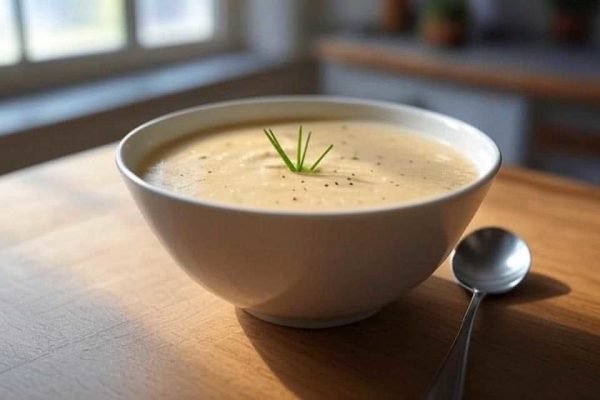 Bol de soupe de poireaux pommes de terre