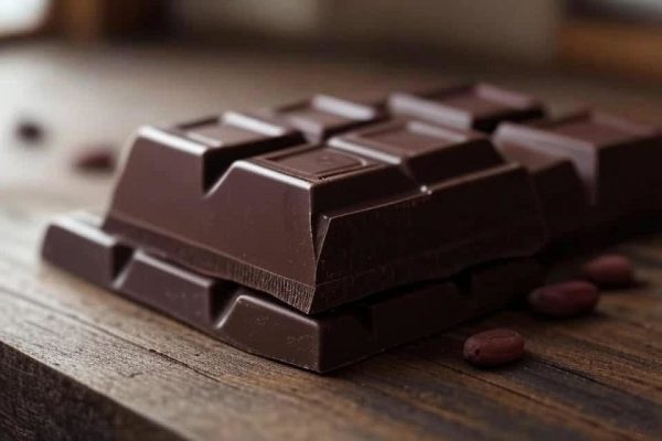 Tablette de chocolat très épaisse en gros plan