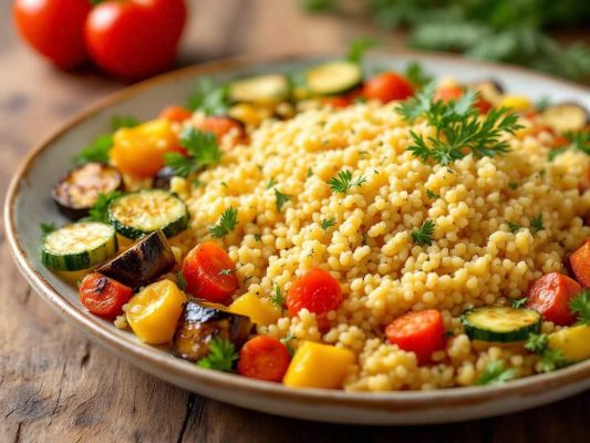 Assiette de couscous aux légumes