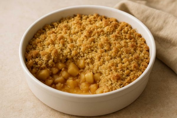 Petit plat de crumble aux pommes