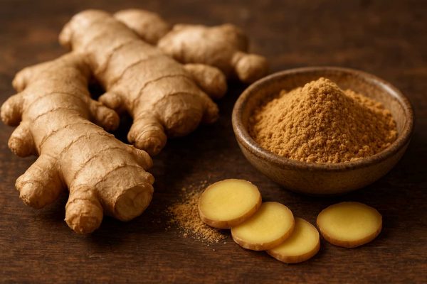 Racines de gingembre et gingembre en poudre