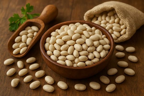 Coupelle de haricots blanc secs