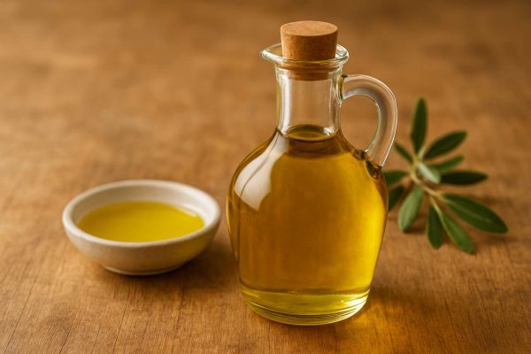 Une fiole et une coupelle d'huile