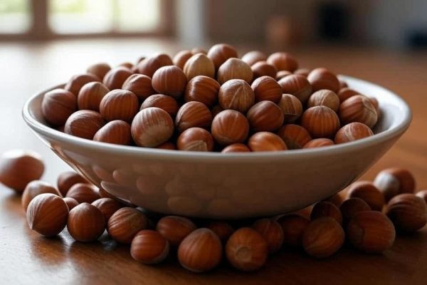 Coupelle de noisettes dans leurs coques