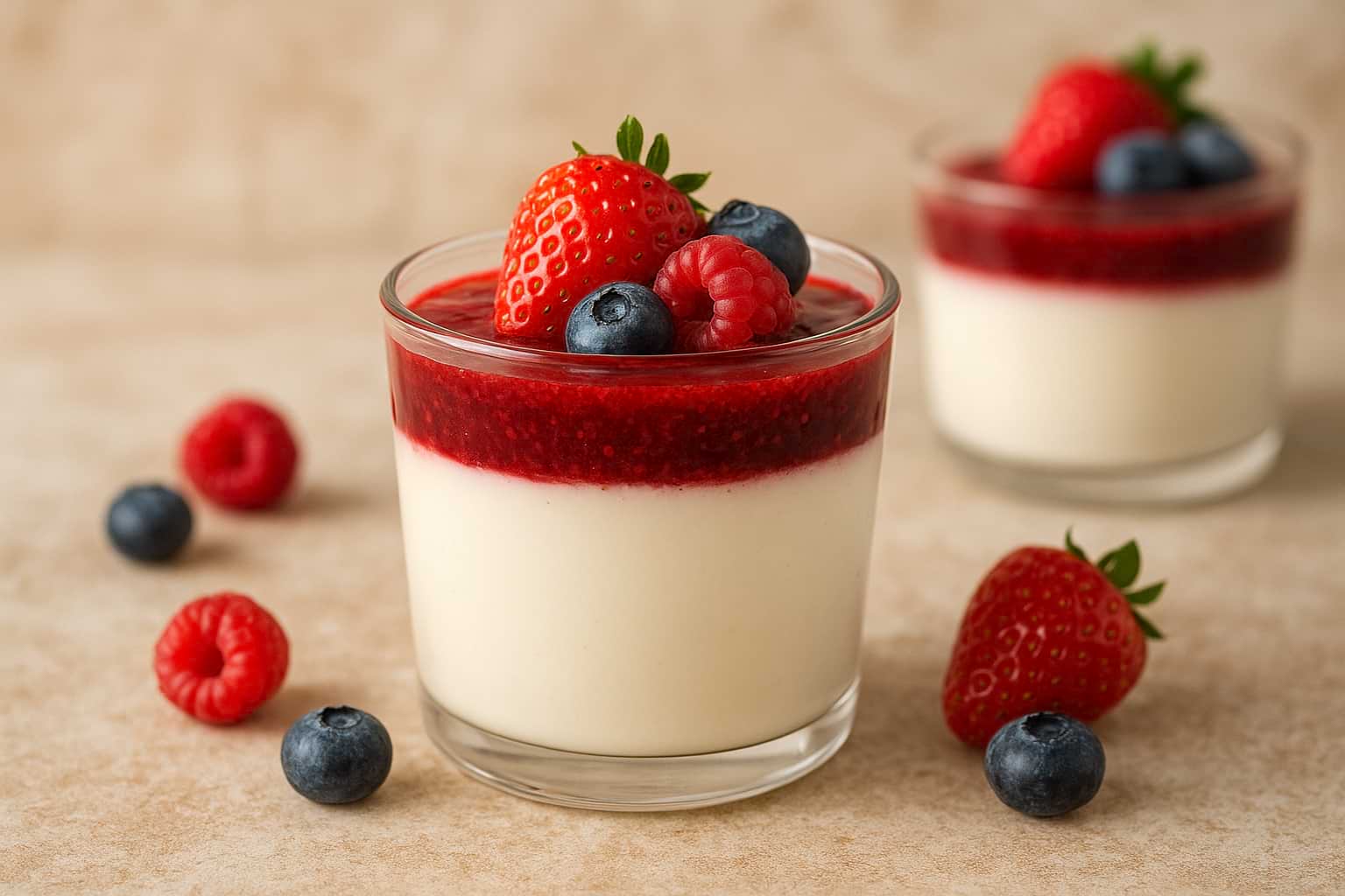 Panna cotta au coulis de fruits rouges