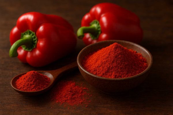 Coupelle de paprika et poivrons rouges