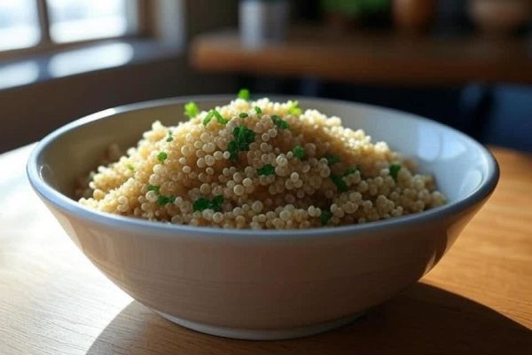 Bol de graines de quinoa parsemées de persil