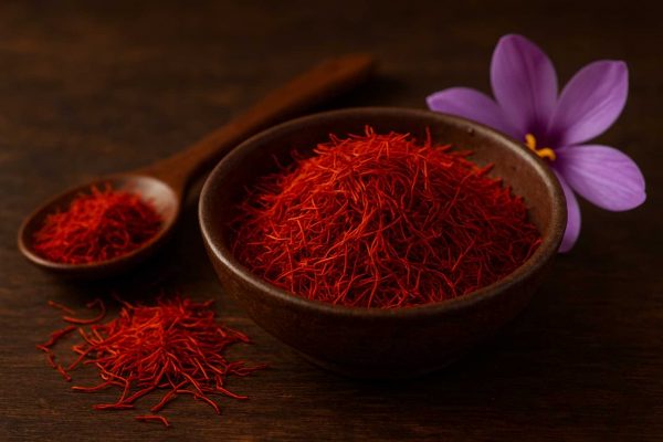 Coupelle de safran et fleur de crocus