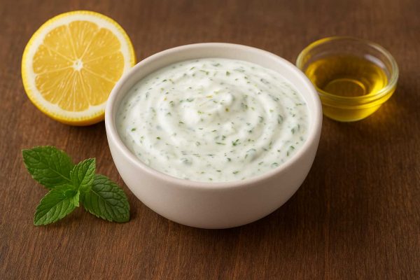 Coupelle de sauce au yaourt et citron