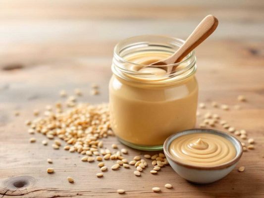 Pot et coupelle de tahini