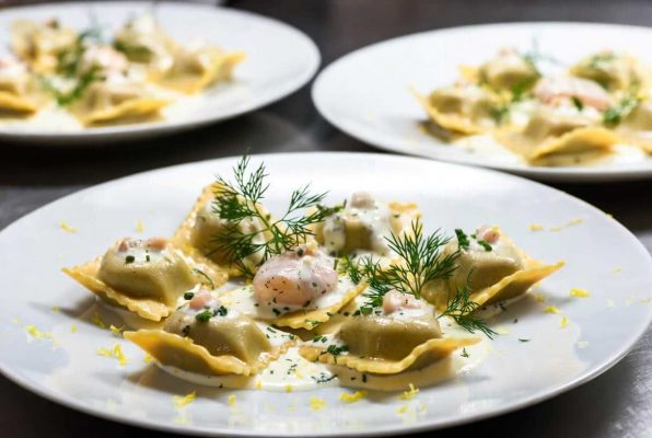 Ravioles de Saint-Jacques express, émulsion beurre-citron-aneth